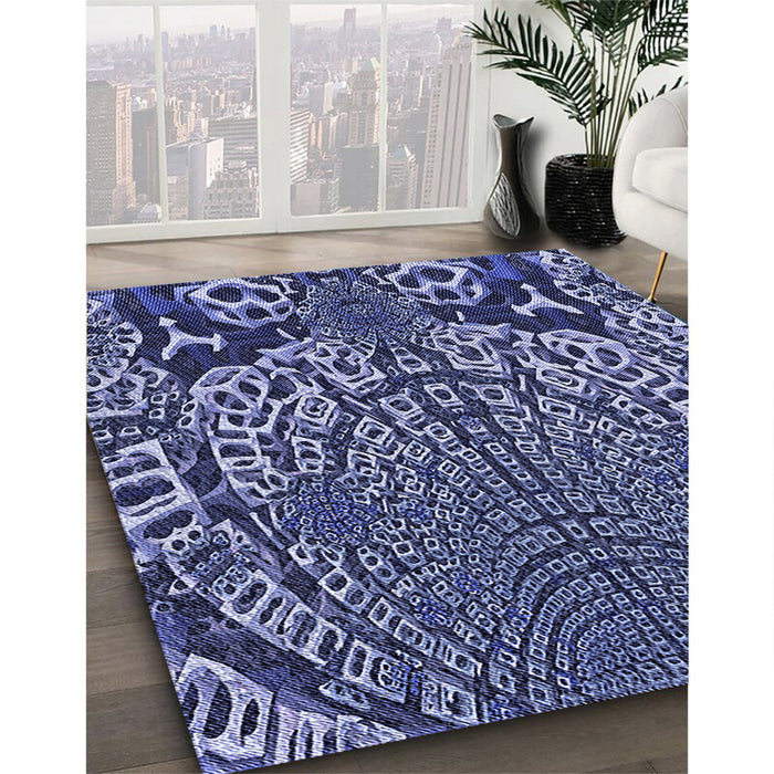 Machine Washable Transitional Sky Blue Rug in a Family Room, wshpat868blu