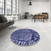 Round Patterned Sky Blue Rug in a Office, pat868blu