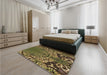 Patterned Brown Rug in a Bedroom, pat868brn