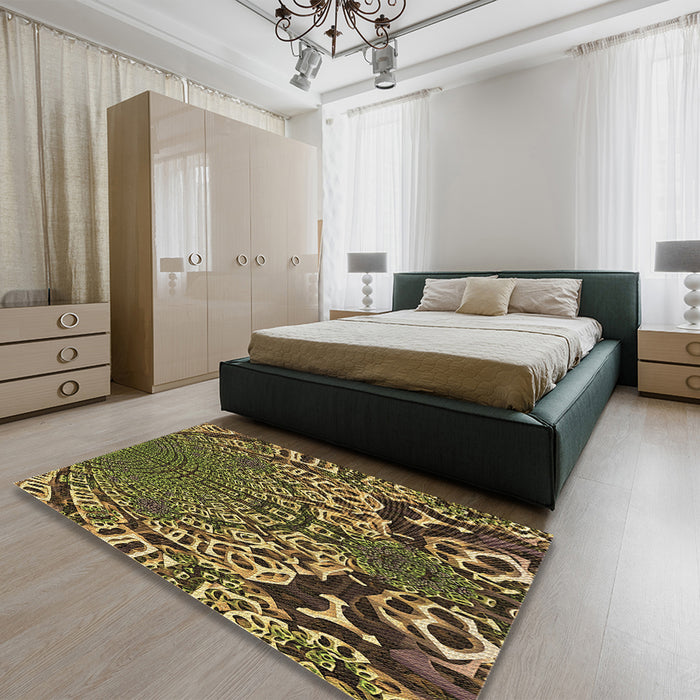 Patterned Brown Rug in a Bedroom, pat868brn