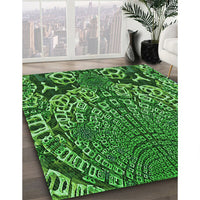 Patterned Deep Emerald Green Rug, pat868grn