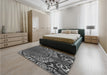 Patterned Charcoal Black Rug in a Bedroom, pat868gry