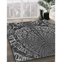 Patterned Charcoal Black Rug, pat868gry