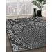 Patterned Charcoal Black Rug in Family Room, pat868gry