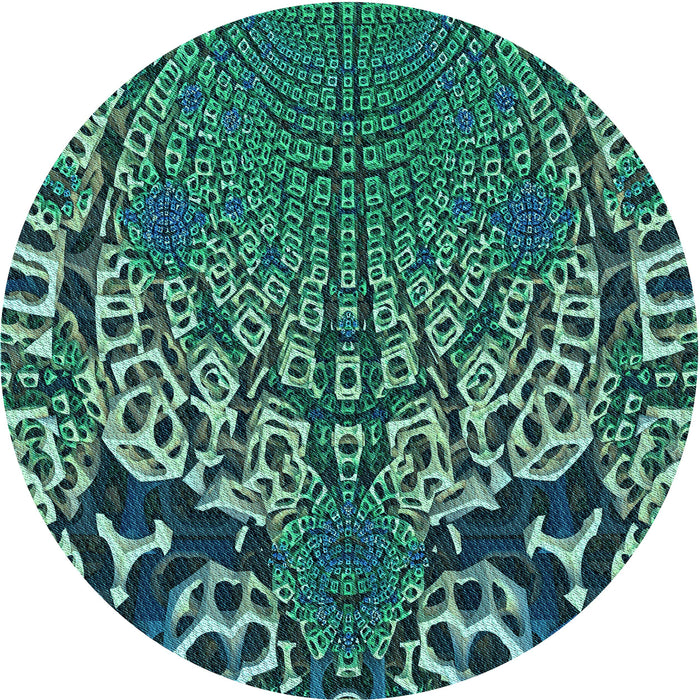 Square Patterned Mint Green Rug, pat868lblu