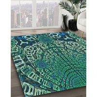 Patterned Mint Green Rug, pat868lblu