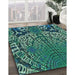 Patterned Mint Green Rug in Family Room, pat868lblu