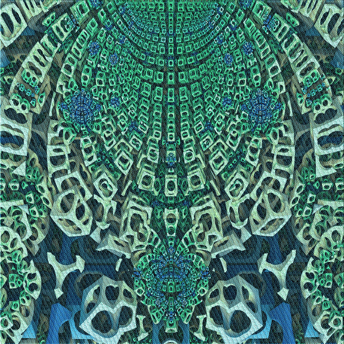 Round Patterned Mint Green Rug, pat868lblu