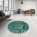 Round Patterned Mint Green Rug in a Office, pat868lblu