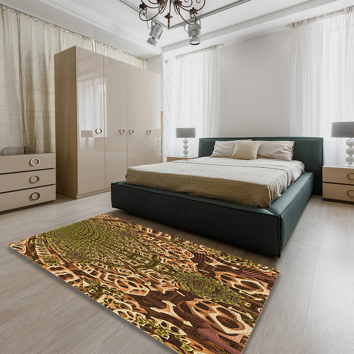 Patterned Red Rug in a Bedroom, pat868org