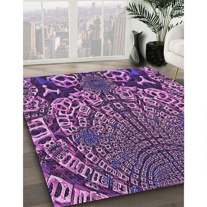 Patterned Orchid Purple Rug in Family Room, pat868pur