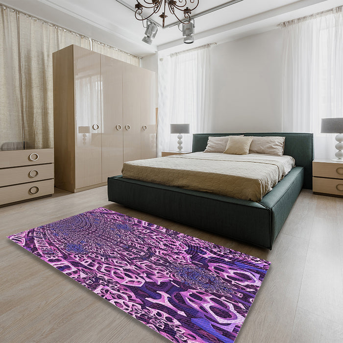 Patterned Orchid Purple Rug in a Bedroom, pat868pur