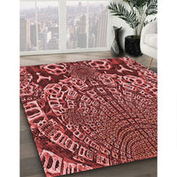 Patterned Cranberry Red Rug, pat868rd