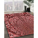 Patterned Cranberry Red Rug in Family Room, pat868rd