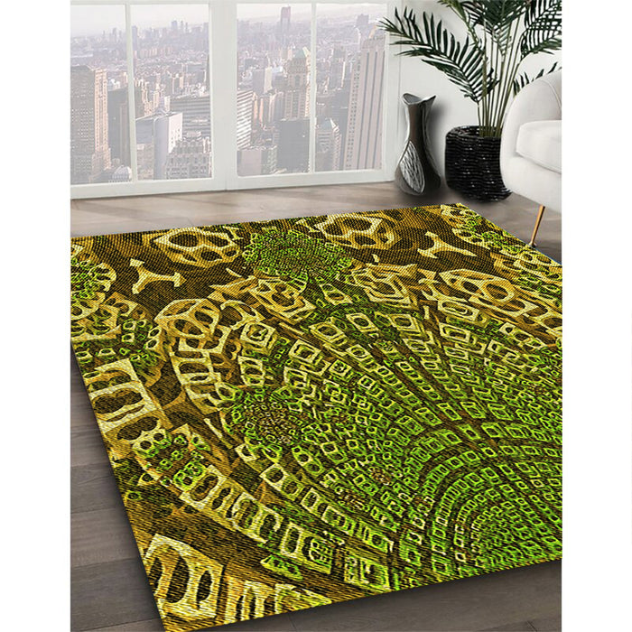 Machine Washable Transitional Green Rug in a Family Room, wshpat868yw