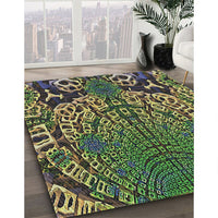 Patterned Charcoal Black Novelty Rug, pat868