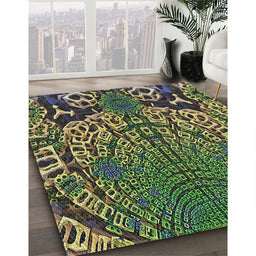 Patterned Charcoal Black Novelty Rug in Family Room, pat868