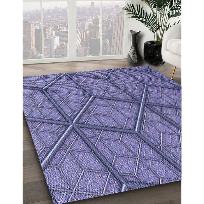 Patterned Deep Periwinkle Purple Rug in Family Room, pat869blu