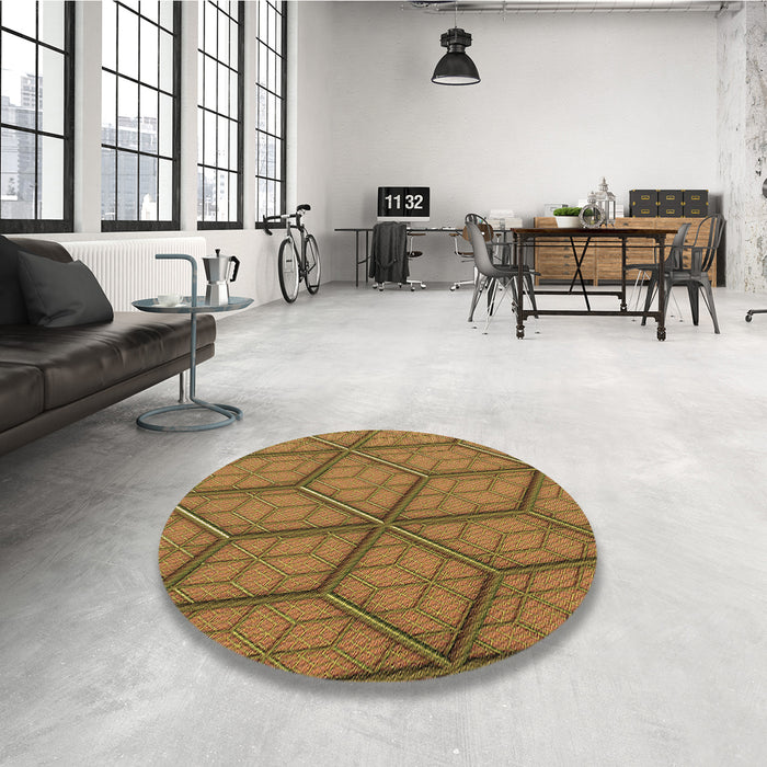 Round Patterned Saddle Brown Rug in a Office, pat869brn