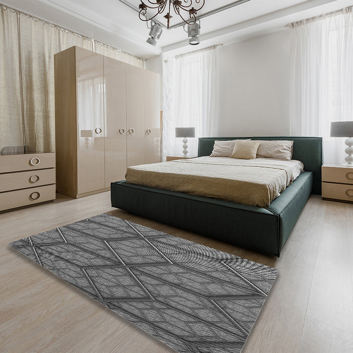 Patterned Gray Rug in a Bedroom, pat869gry