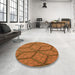 Round Patterned Orange Rug in a Office, pat869org