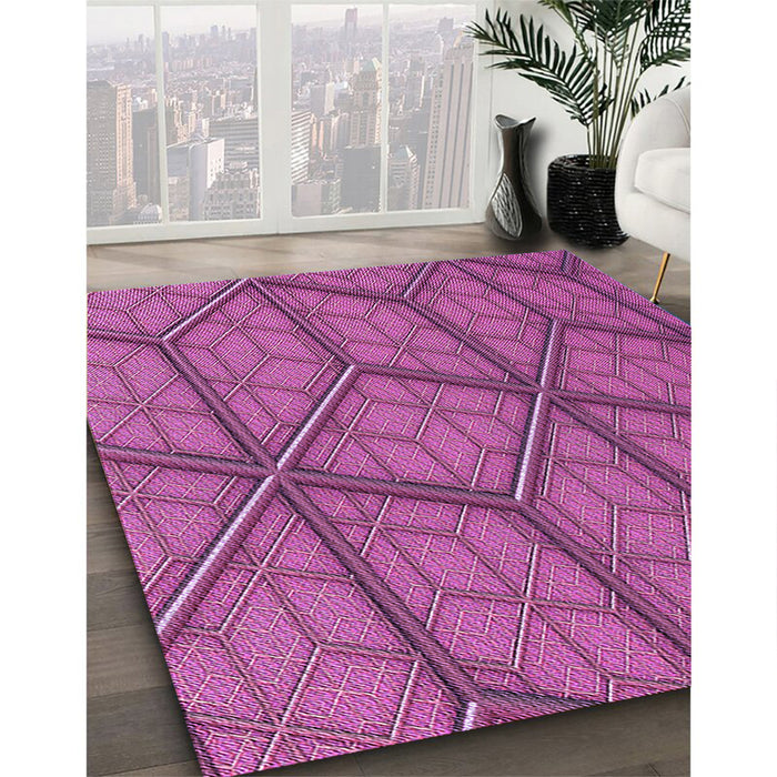 Patterned Medium Violet Red Pink Rug in Family Room, pat869pur