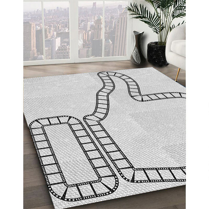 Patterned Off-White Novelty Rug in Family Room, pat86