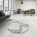 Round Patterned Off-White Novelty Rug in a Office, pat86