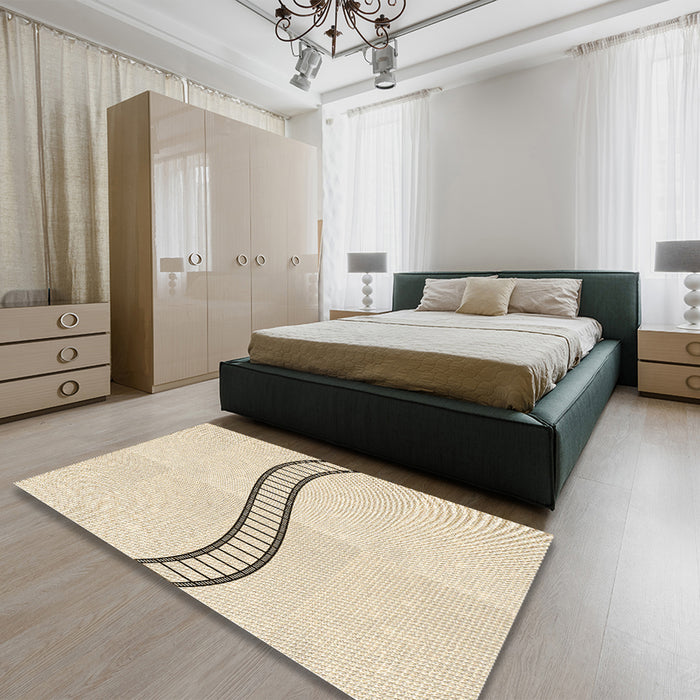 Patterned Moccasin Beige Rug in a Bedroom, pat87brn