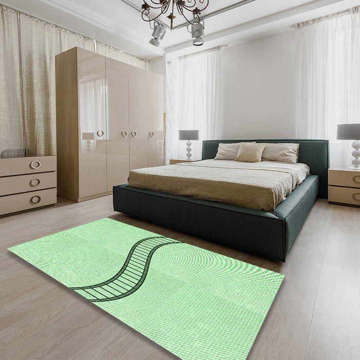 Patterned Mint Green Rug in a Bedroom, pat87grn