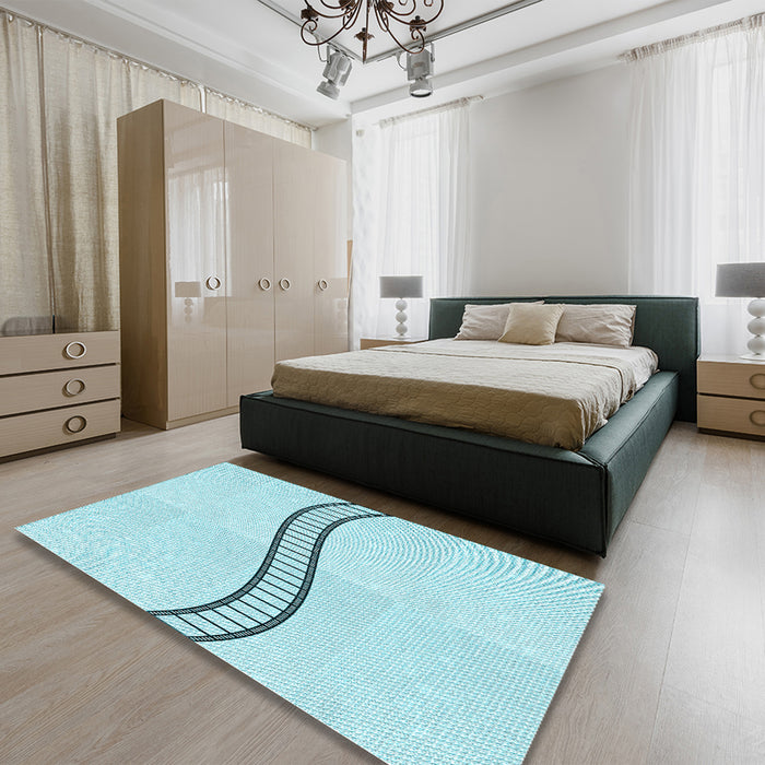 Patterned Diamond Blue Rug in a Bedroom, pat87lblu