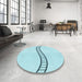 Round Patterned Diamond Blue Rug in a Office, pat87lblu