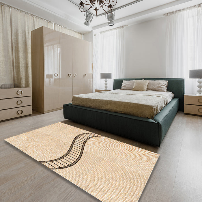Patterned Moccasin Beige Rug in a Bedroom, pat87org