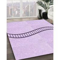 Patterned Bright Lilac Purple Rug, pat87pur