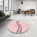 Round Patterned Light Coral Pink Rug in a Office, pat87rd