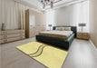 Patterned Yellow Rug in a Bedroom, pat87yw