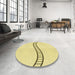 Round Patterned Yellow Rug in a Office, pat87yw