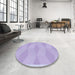 Round Patterned Purple Mimosa Purple Rug in a Office, pat870blu