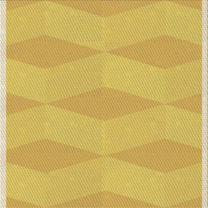 Round Patterned Bright Gold Yellow Rug, pat870brn