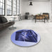 Round Patterned Jeans Blue Rug in a Office, pat871blu