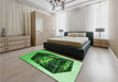Round Machine Washable Transitional Deep Emerald Green Rug in a Office, wshpat871grn