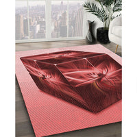 Patterned Tomato Red Rug, pat871rd