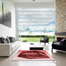 Square Patterned Tomato Red Rug in a Living Room, pat871rd