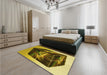 Patterned Dark Bronze Brown Rug in a Bedroom, pat871yw