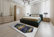 Machine Washable Transitional Black Rug in a Bedroom, wshpat871