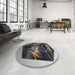 Round Patterned Black Novelty Rug in a Office, pat871