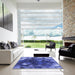 Square Patterned Sky Blue Rug in a Living Room, pat872blu