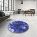 Round Patterned Sky Blue Rug in a Office, pat872blu