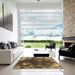 Square Patterned Cinnamon Brown Rug in a Living Room, pat872brn