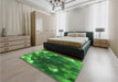 Patterned Green Rug in a Bedroom, pat872grn